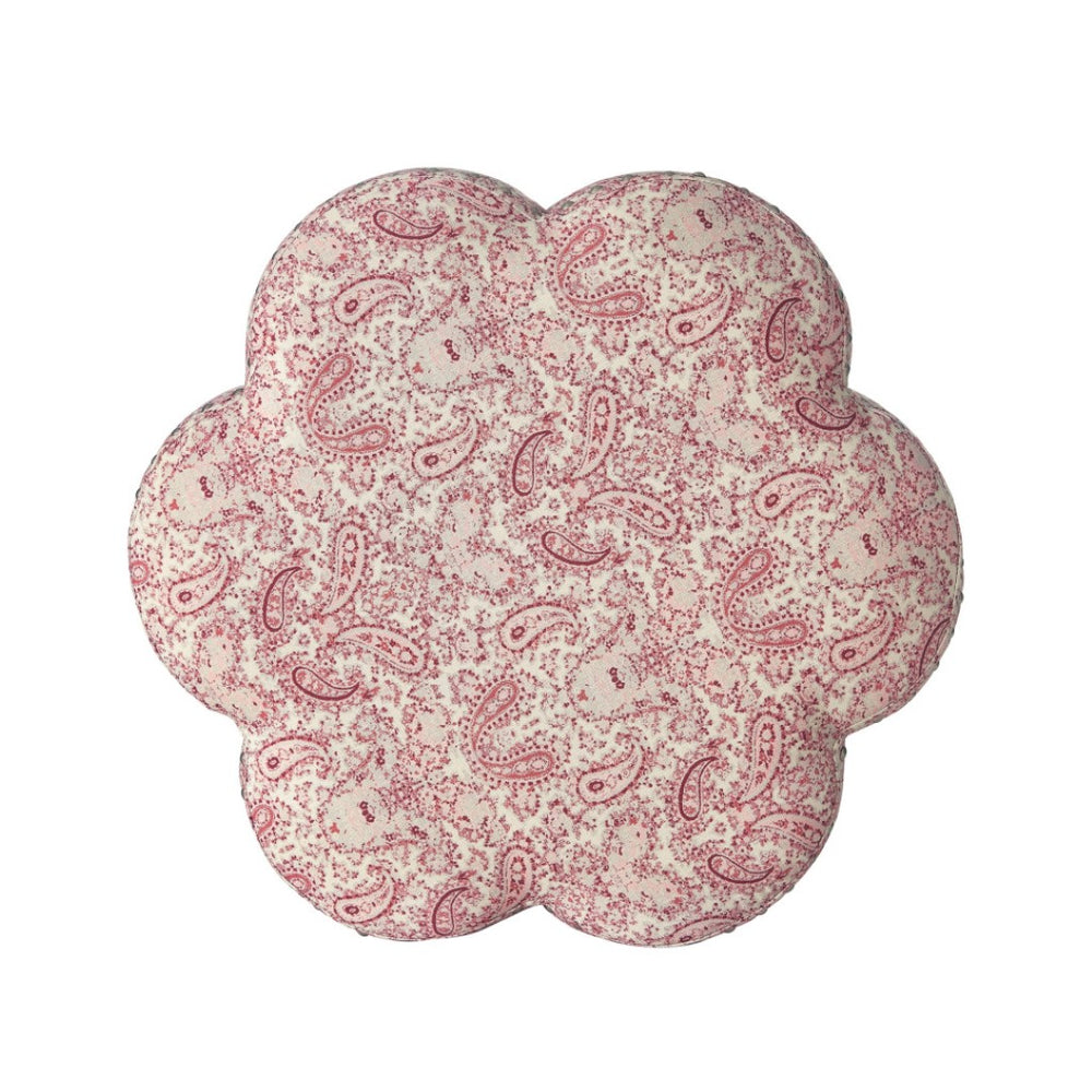 HomeRoots 25" Beige Linen Specialty Ottoman - Elegant Comfort, Versatile Design & Chic Accent for Any Space Paisley Red 487845