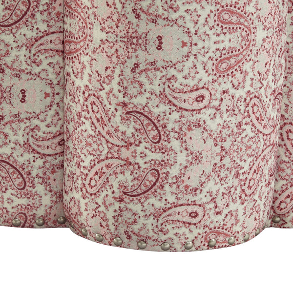 Homeroots 25" Red Linen Specialty Ottoman Paisley Red  487845