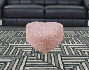 Homeroots 25" Blush Wool And Brown Specialty Ottoman Blush  487851