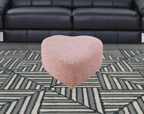 Homeroots 25" Blush Wool And Brown Specialty Ottoman Blush  487851
