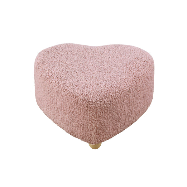 Homeroots 25" Blush Wool And Brown Specialty Ottoman Blush  487851