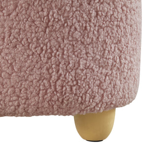 Homeroots 25" Blush Wool And Brown Specialty Ottoman Blush  487851