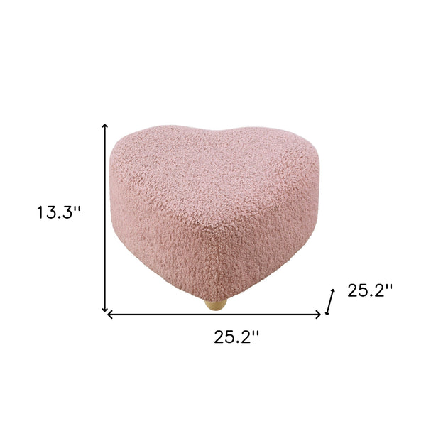 Homeroots 25" Blush Wool And Brown Specialty Ottoman Blush  487851