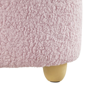 Homeroots 25" Pink Sherpa And Brown Specialty Ottoman Lavender  487852