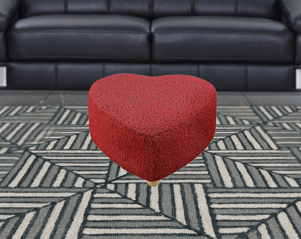 Homeroots 25" Red Sherpa And Brown Specialty Ottoman Red  487853