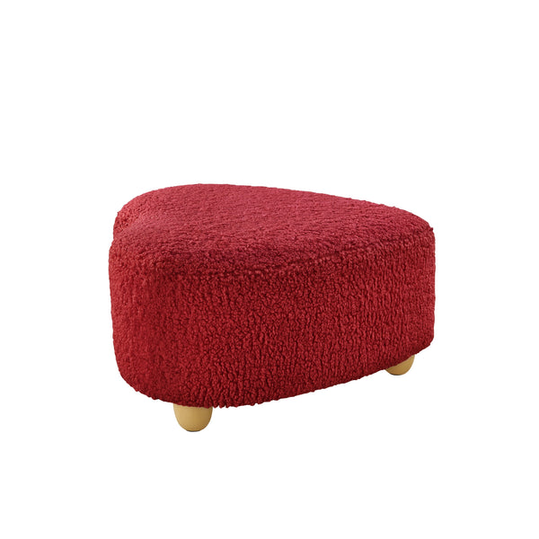 Homeroots 25" Red Sherpa And Brown Specialty Ottoman Red  487853