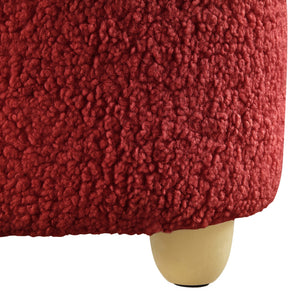 Homeroots 25" Red Sherpa And Brown Specialty Ottoman Red  487853