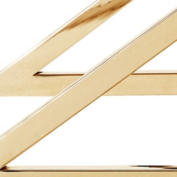 Homeroots 18" White Faux Fur And Brass Ottoman White,Faux Fur  487858