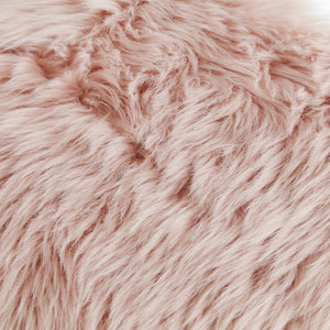 Homeroots 18" Rose Faux Fur And Silver Ottoman Rose,Faux Fur  487860