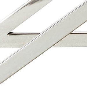 Homeroots 18" White Faux Fur And Silver Ottoman White,Faux Fur  487861