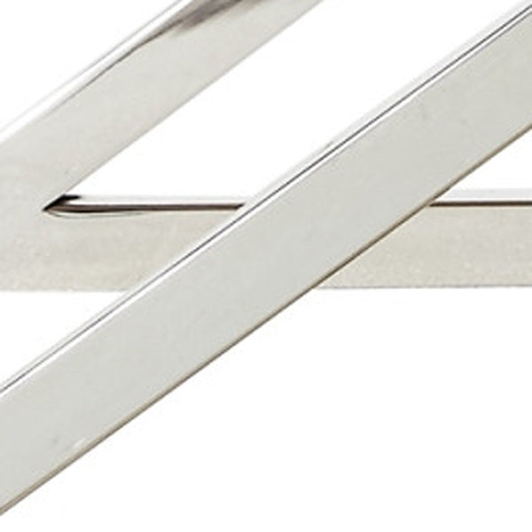 Homeroots 18" White Faux Fur And Silver Ottoman White,Faux Fur  487861