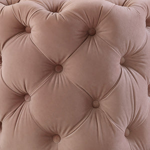 Homeroots 21" Blush Velvet Tufted Round Ottoman Blush,Velvet  487862