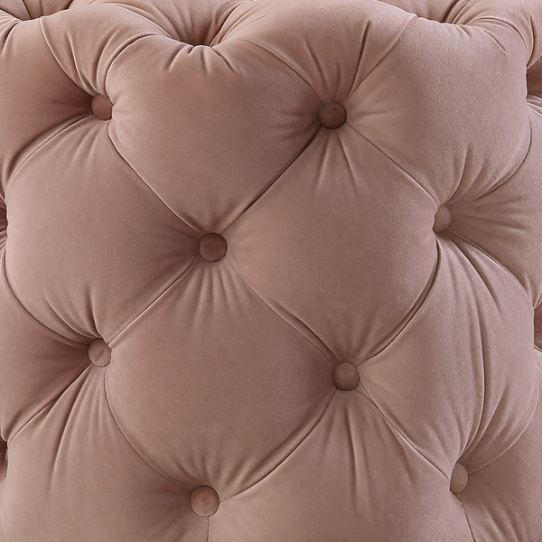 Homeroots 21" Blush Velvet Tufted Round Ottoman Blush,Velvet  487862