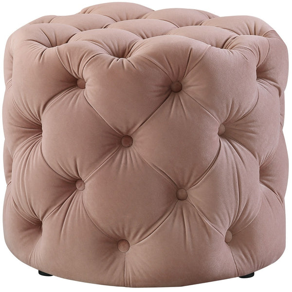 Homeroots 21" Blush Velvet Tufted Round Ottoman Blush,Velvet  487862