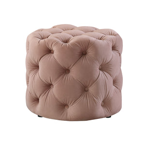 Homeroots 21" Blush Velvet Tufted Round Ottoman Blush,Velvet  487862