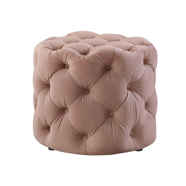 Homeroots 21" Blush Velvet Tufted Round Ottoman Blush,Velvet  487862