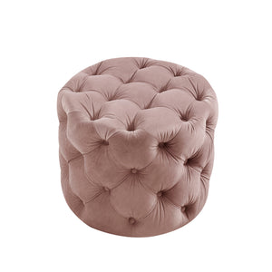 Homeroots 21" Blush Velvet Tufted Round Ottoman Blush,Velvet  487862