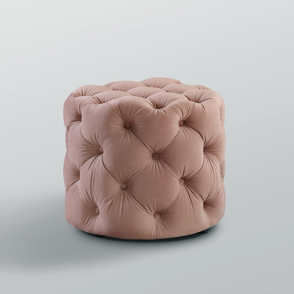 Homeroots 21" Blush Velvet Tufted Round Ottoman Blush,Velvet  487862