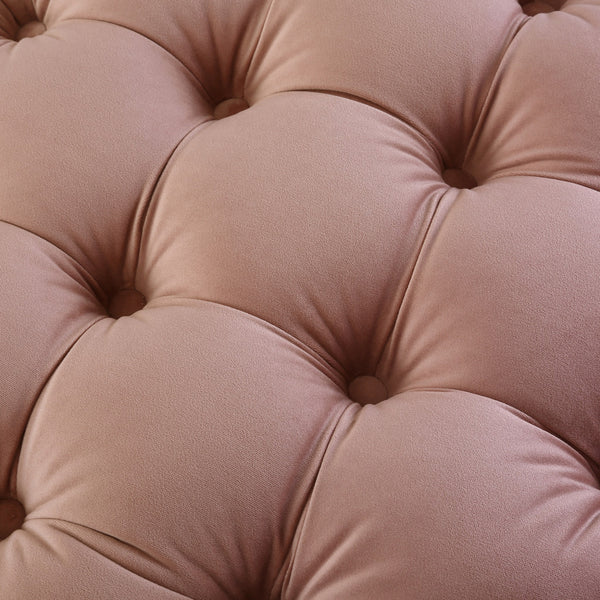 Homeroots 21" Blush Velvet Tufted Round Ottoman Blush,Velvet  487862