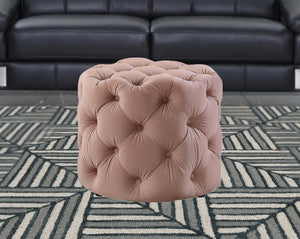Homeroots 21" Blush Velvet Tufted Round Ottoman Blush,Velvet  487862