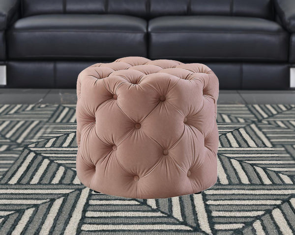 Homeroots 21" Blush Velvet Tufted Round Ottoman Blush,Velvet  487862