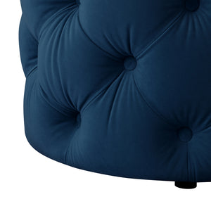 Homeroots 21" Navy Blue Velvet Tufted Round Ottoman Navy,Velvet  487864