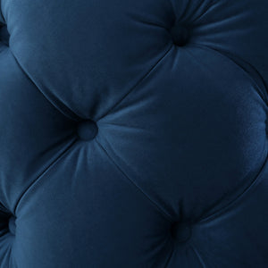 Homeroots 21" Navy Blue Velvet Tufted Round Ottoman Navy,Velvet  487864