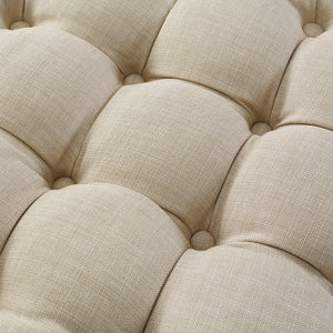 Homeroots 21" Beige Linen Tufted Round Ottoman Beige,Linen  487865