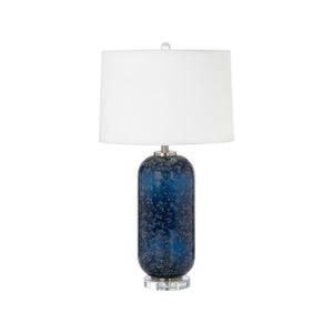 HomeRoots Set of Two 30" Blue Crystal Table Lamps with White Shades - Elegant, Modern Design for Any Room 487868