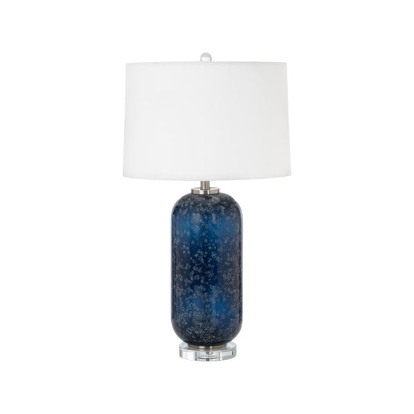 HomeRoots Set of Two 30" Blue Crystal Table Lamps with White Shades - Elegant, Modern Design for Any Room 487868