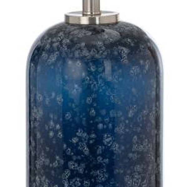 HomeRoots Set of Two 30" Blue Crystal Table Lamps with White Shades - Elegant, Modern Design for Any Room 487868