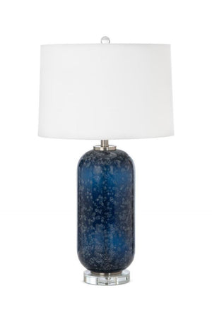 HomeRoots Set of Two 30" Blue Crystal Table Lamps with White Shades - Elegant, Modern Design for Any Room 487868