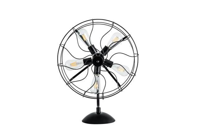 Homeroots 24" Black Industrial Fan Design Metal Table Lamp   487875