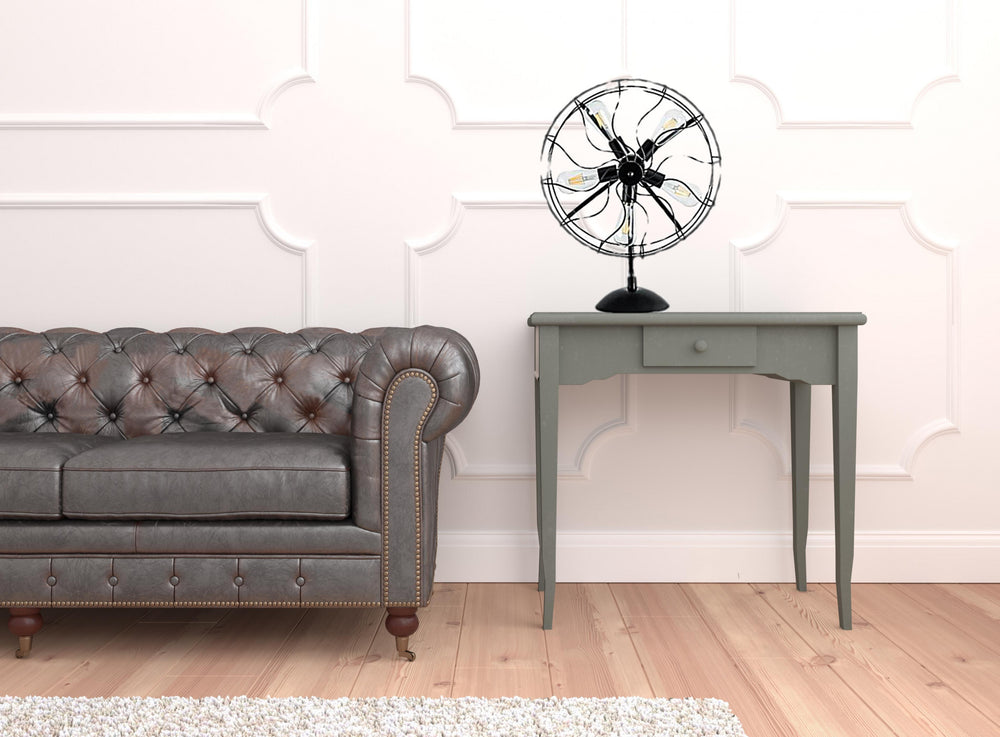 Homeroots 24" Black Industrial Fan Design Metal Table Lamp   487875