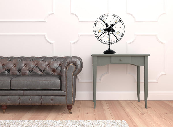 Homeroots 24" Black Industrial Fan Design Metal Table Lamp   487875