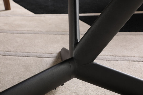 Homeroots 118" Gray And Black Ceramic And Metal Trestle Base Dining Table   487876