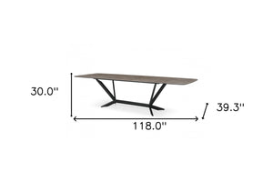 Homeroots 118" Gray And Black Ceramic And Metal Trestle Base Dining Table   487876