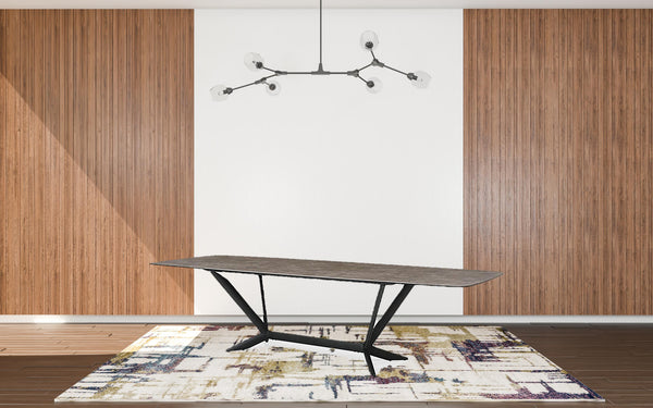 Homeroots 118" Gray And Black Ceramic And Metal Trestle Base Dining Table   487876