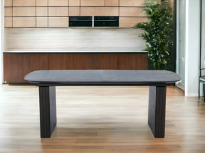 Homeroots 114" Smoked Rectangular Manufactured Wood Self-storing Leaf Dining Table   487880