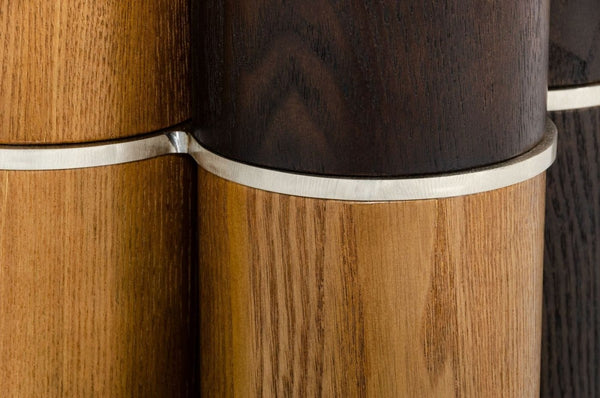 Homeroots 59" Clear And Walnut Rounded Glass And Solid Manufactured Wood Dining Table   487881