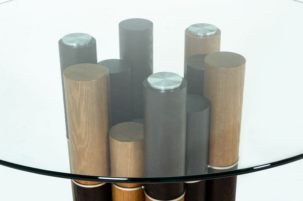 Homeroots 59" Clear And Walnut Rounded Glass And Solid Manufactured Wood Dining Table   487881