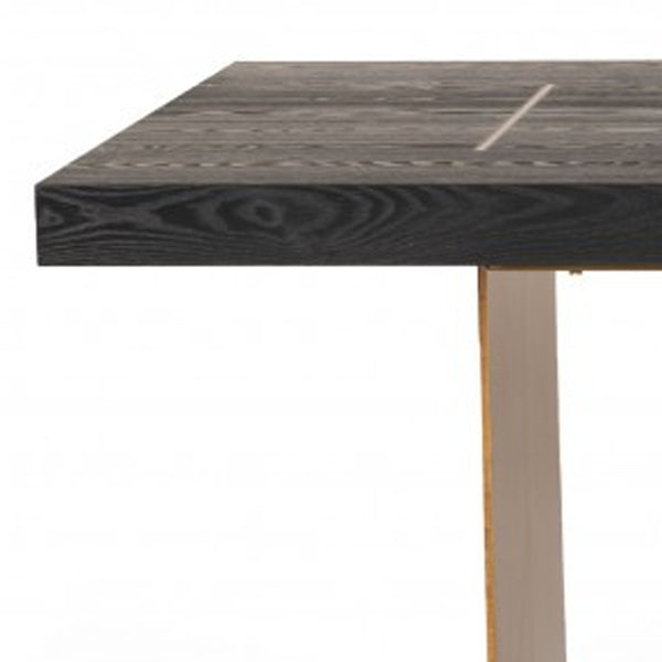 Homeroots 95" Dark Brown And Brass Metal Sled Base Dining Table   487883