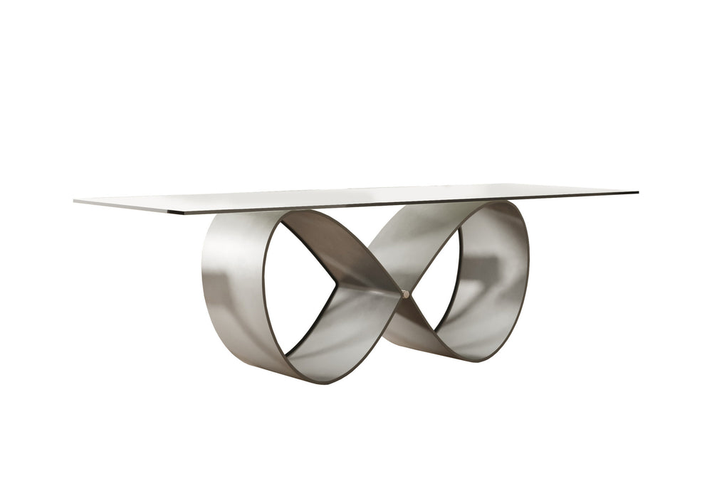 Homeroots 95" Clear And Grey Rectangular Glass And Metal Dining Table   487884