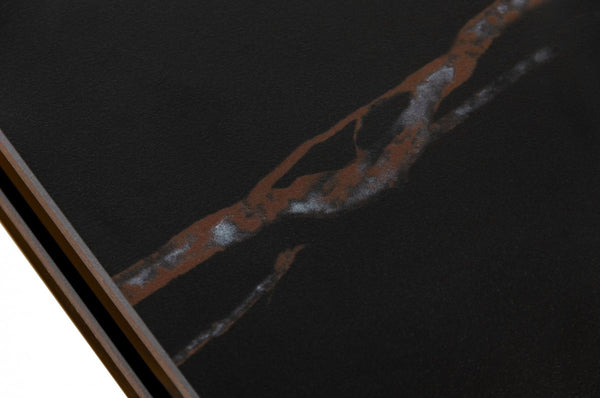 Homeroots 107" Black Rectangular Ceramic And Metal Self-storing Leaf Dining Table   487886