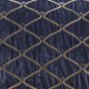 English Elm Oblong Luxurious Navy Velvet Pillow 22x15" Foxtail Stitch & Hand-Beaded Net Pattern with Feather Insert B035129197