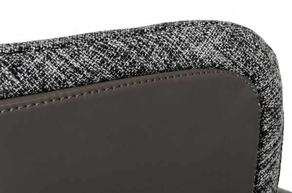 Homeroots Gray And Black Upholstered Fabric And Faux Leather Wing Back Dining Arm Chair  Metal 487962