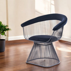 Homeroots Black Velvet Metal Windsor Back Dining Arm Chair  Metal 487963