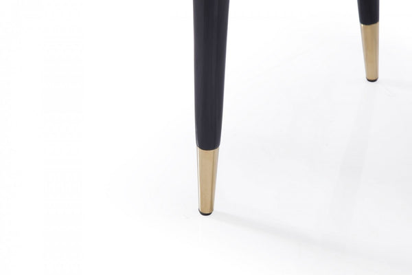 Homeroots Tufted Beige And Blue And Black Upholstered Faux Leather Dining Side Chair  Metal And Wood 487964