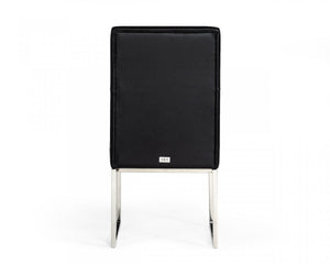 Homeroots Set Of Two Tufted Black And Silver Upholstered Faux Leather Dining Side Chairs  Metal And Wood 487965