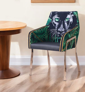 Homeroots Green And Black And Rose Gold Upholstered Velvet Dining Arm Chair  Steel 487967